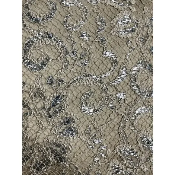 Free People Beige & Silver Lace Mini Dress Size Small - Picture 7 of 12